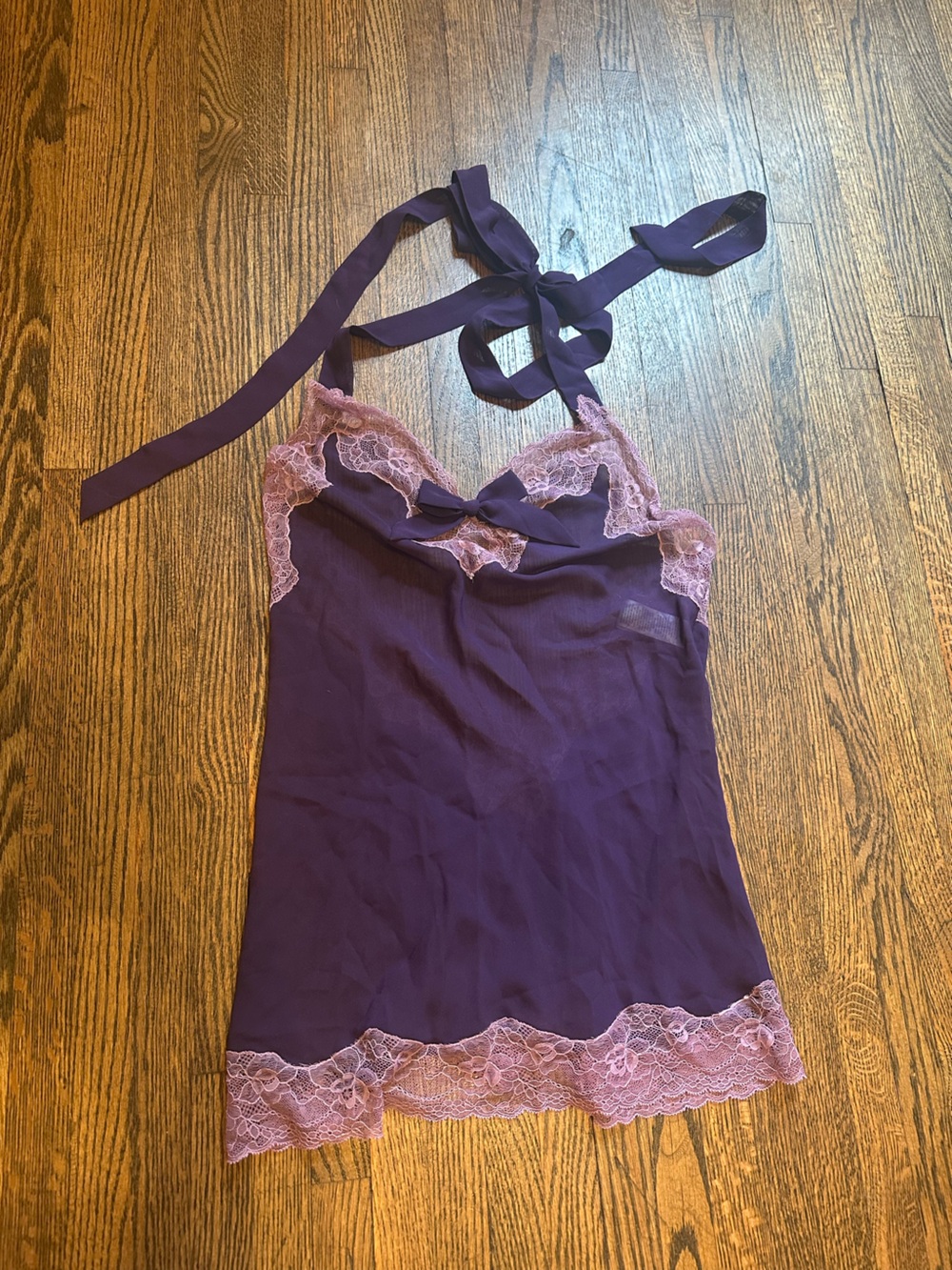 Adore Me Silky Purple Lace-Trim Camisole Nightdress Lingerie Babydoll